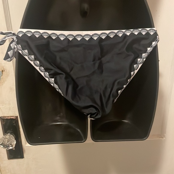 New Art Deco Print Halter Bandeau 2 Piece Bikini Swimsuit Set Black White M - Picture 10 of 13